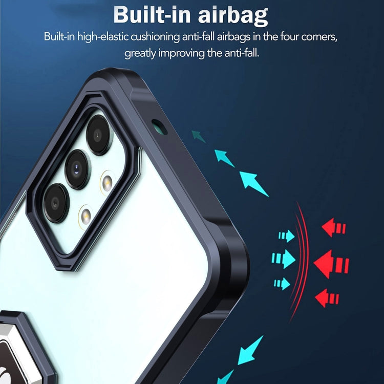 For Samsung Galaxy A02 / M02 Armor Shockproof Magnetic Ring Phone Case(Navy Blue)