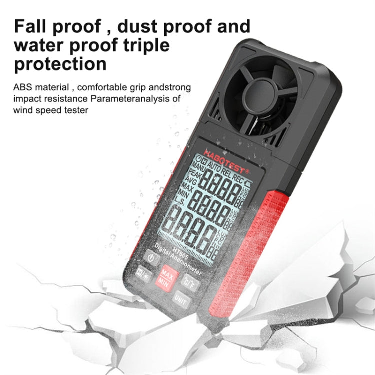 HABOTEST HT605 Portable Intelligent Digital Display Handheld Wind Speed Tester