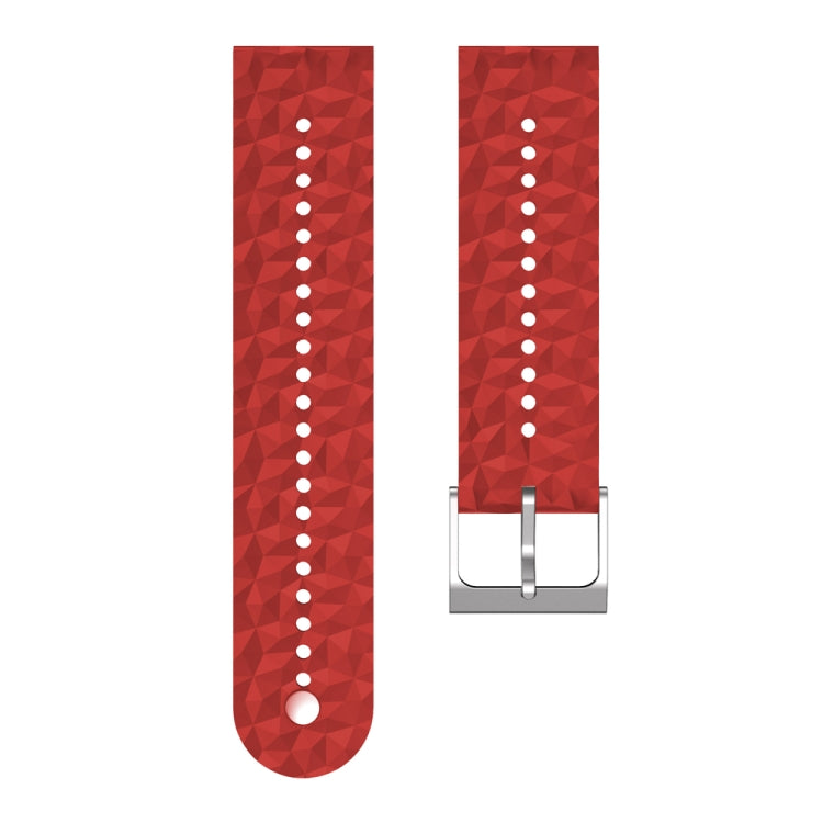 For Suunto 9 Rhombus Texture Silicone Watch Band(Dark Red)