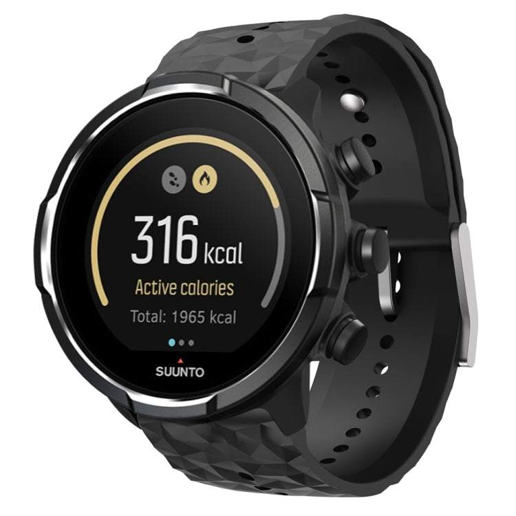 For Suunto 9 Rhombus Texture Silicone Watch Band(Black)