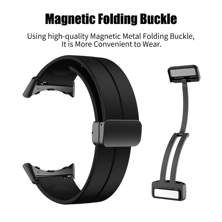 For Google Pixel Watch Solid-color Folding Buckle Silicone Watch Band(Silver Wine Red)