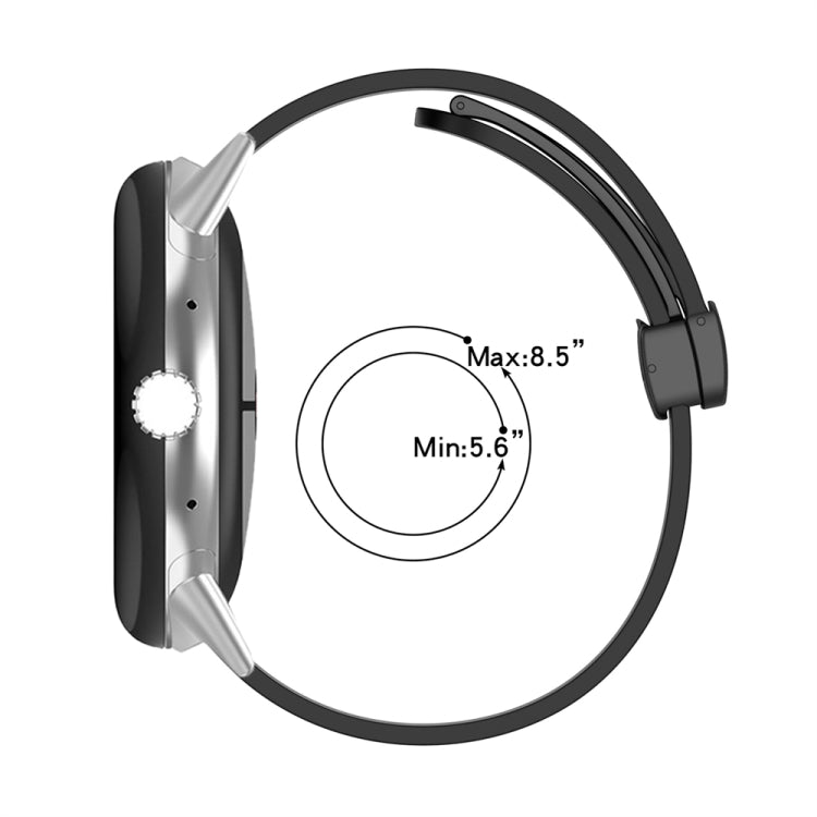For Google Pixel Watch Solid-color Folding Buckle Silicone Watch Band(Black Black)