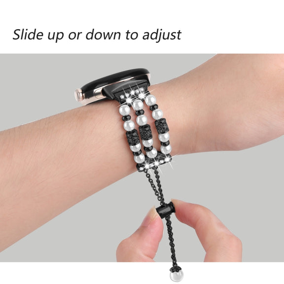 For Google Pixel Watch Pearl Half Bracelet Watch Band(Black)
