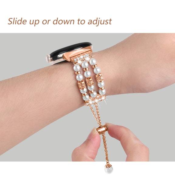 For Google Pixel Watch Pearl Half Bracelet Watch Band(Rose Gold)