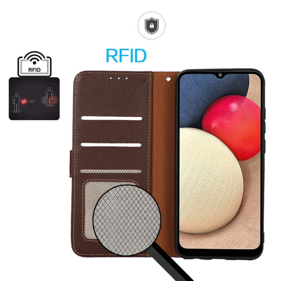 For Xiaomi Redmi Note 12S 4G KHAZNEH Litchi Texture Leather RFID Phone Case(Brown)