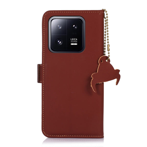 For Xiaomi 13 Pro Genuine Leather Magnetic RFID Leather Phone Case(Coffee)