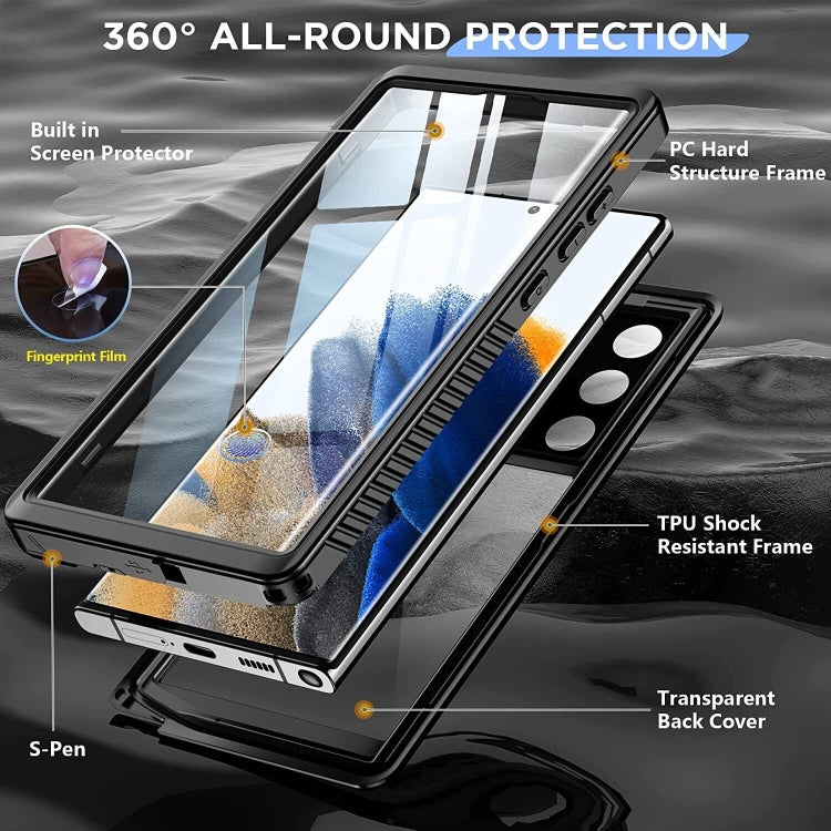 For Samsung Galaxy S23 Ultra 5G RedPepper 360 Full Body Life Water-resistant Phone Case(Black)