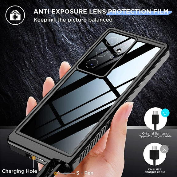 For Samsung Galaxy S23 Ultra 5G RedPepper 360 Full Body Life Water-resistant Phone Case(Black)