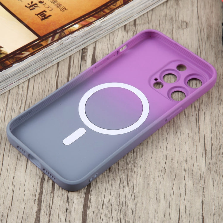 For iPhone 14 Pro Max Liquid TPU Silicone Gradient MagSafe Phone Case(Purple)