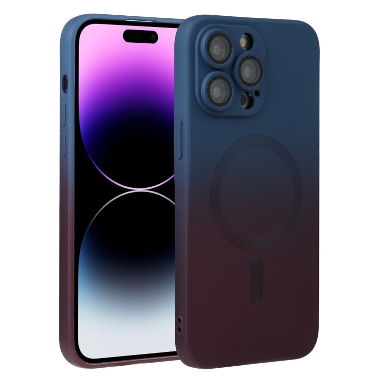 For iPhone 14 Pro Max Liquid TPU Silicone Gradient MagSafe Phone Case(Blue Purple)