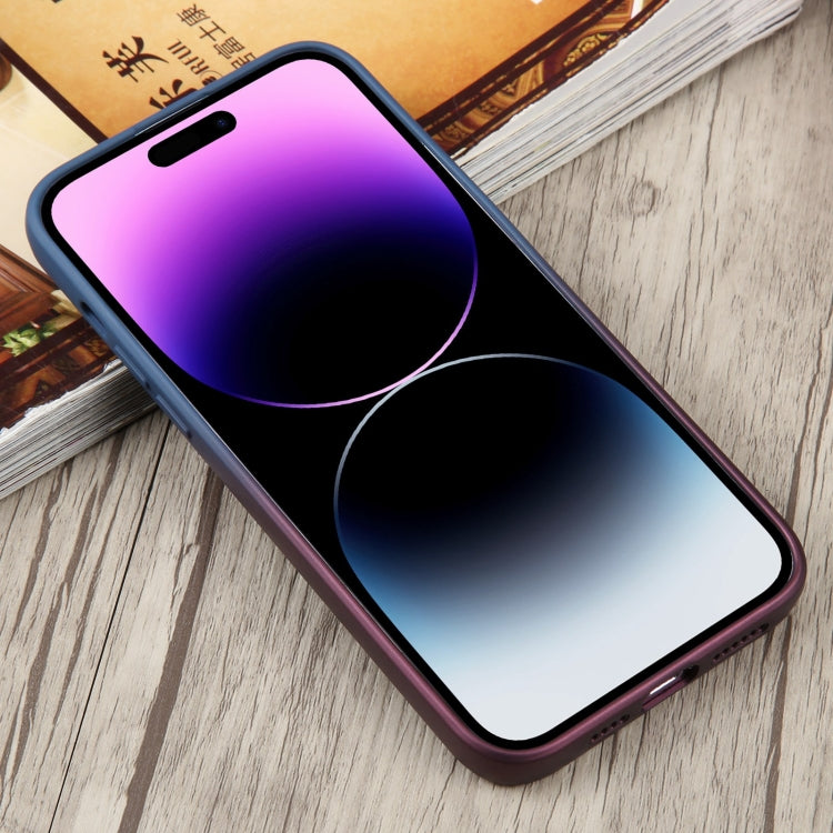 For iPhone 14 Pro Max Liquid TPU Silicone Gradient MagSafe Phone Case(Blue Purple)