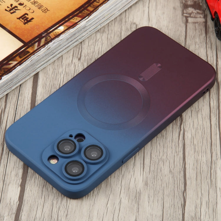 For iPhone 14 Pro Max Liquid TPU Silicone Gradient MagSafe Phone Case(Blue Purple)