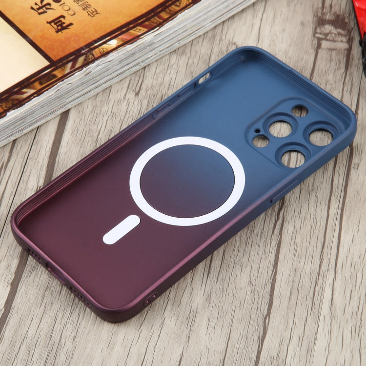 For iPhone 14 Pro Max Liquid TPU Silicone Gradient MagSafe Phone Case(Blue Purple)