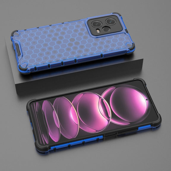 For Xiaomi Poco X5 Pro Shockproof Honeycomb PC + TPU Phone Case(Blue)