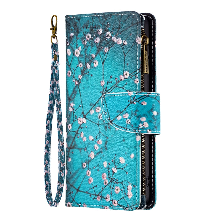 For Xiaomi Redmi 12C Colored Drawing Pattern Zipper Leather Phone Case(Plum Blossom)