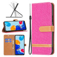For Xiaomi Redmi Note 12S 4G / Note 11 Color Block Denim Texture Leather Phone Case(Rose Red) - free shipping - PMC TechLife - Order now!