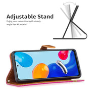 For Xiaomi Redmi Note 12S 4G / Note 11 Color Block Denim Texture Leather Phone Case(Rose Red)