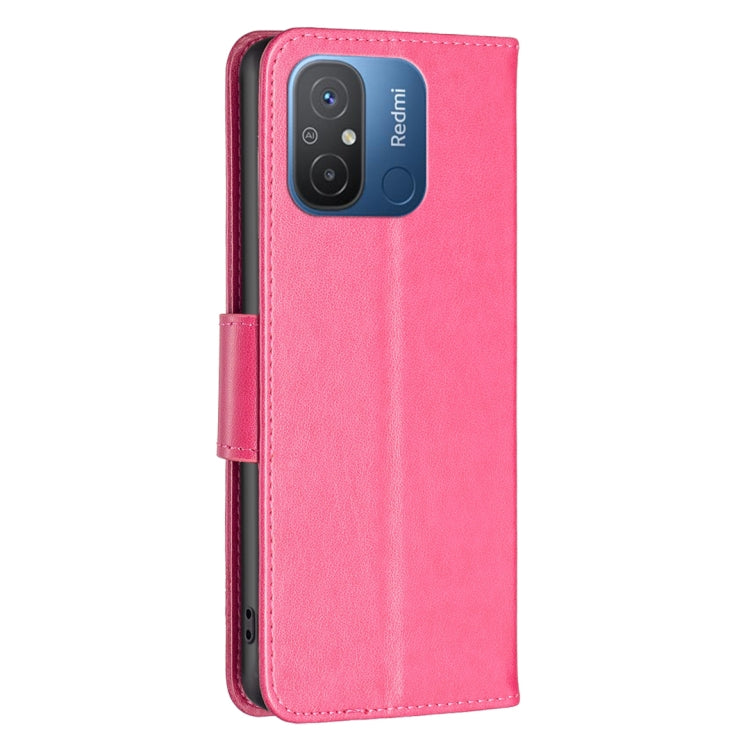 For Xiaomi Redmi 12C Embossing Two Butterflies Pattern Leather Phone Case(Rose Red)