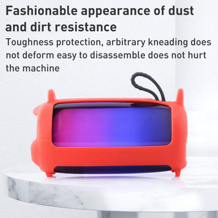 For JBL Pulse 5 Colorful Light Effect Bluetooth Speaker Silicone Case with Shoulder Strap(Red)