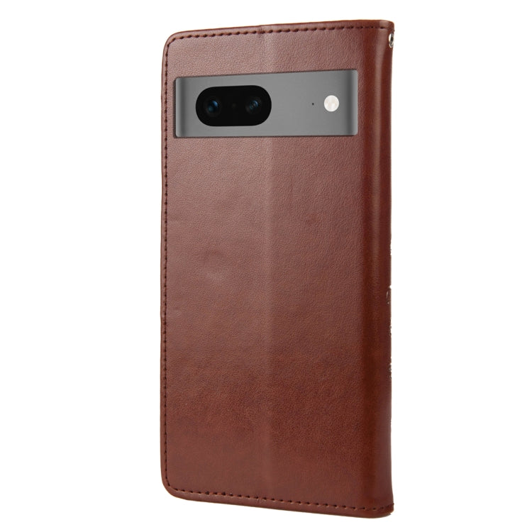 For Google Pixel 7a Butterfly Flower Pattern Flip Leather Phone Case(Brown)