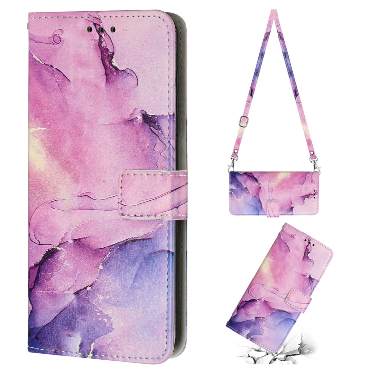 For Xiaomi 13 Crossbody Painted Marble Pattern Leather Phone Case(Purple)
