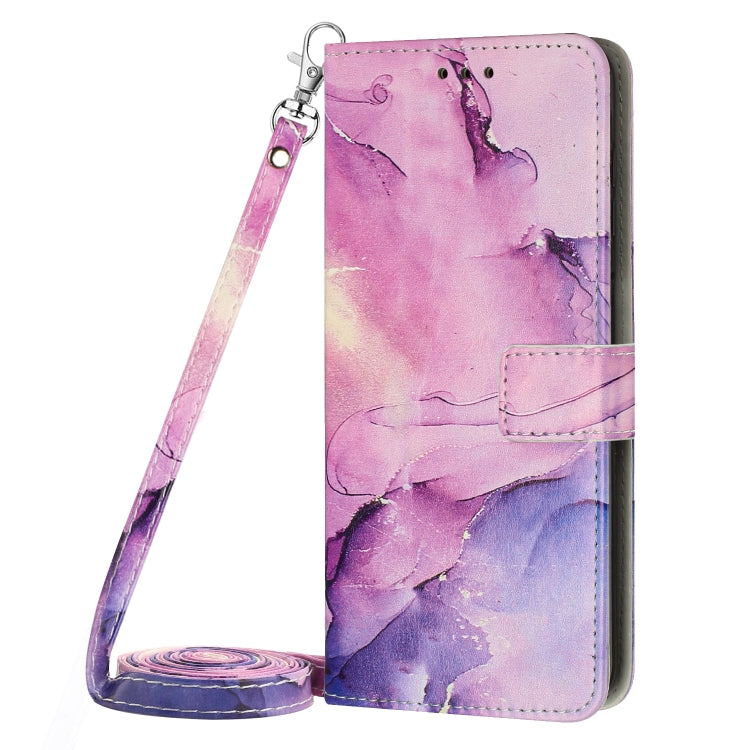 For Xiaomi 13 Crossbody Painted Marble Pattern Leather Phone Case(Purple)