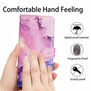 For Xiaomi Redmi Note 12 Global / Poco X5 5G Crossbody Painted Marble Pattern Leather Phone Case(Purple)