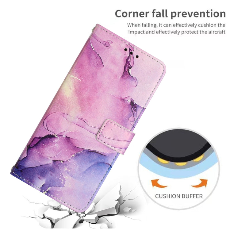 For Xiaomi Redmi Note 12 Global / Poco X5 5G Crossbody Painted Marble Pattern Leather Phone Case(Purple)