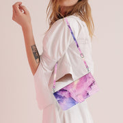 For Xiaomi Redmi Note 12 Global / Poco X5 5G Crossbody Painted Marble Pattern Leather Phone Case(Purple)