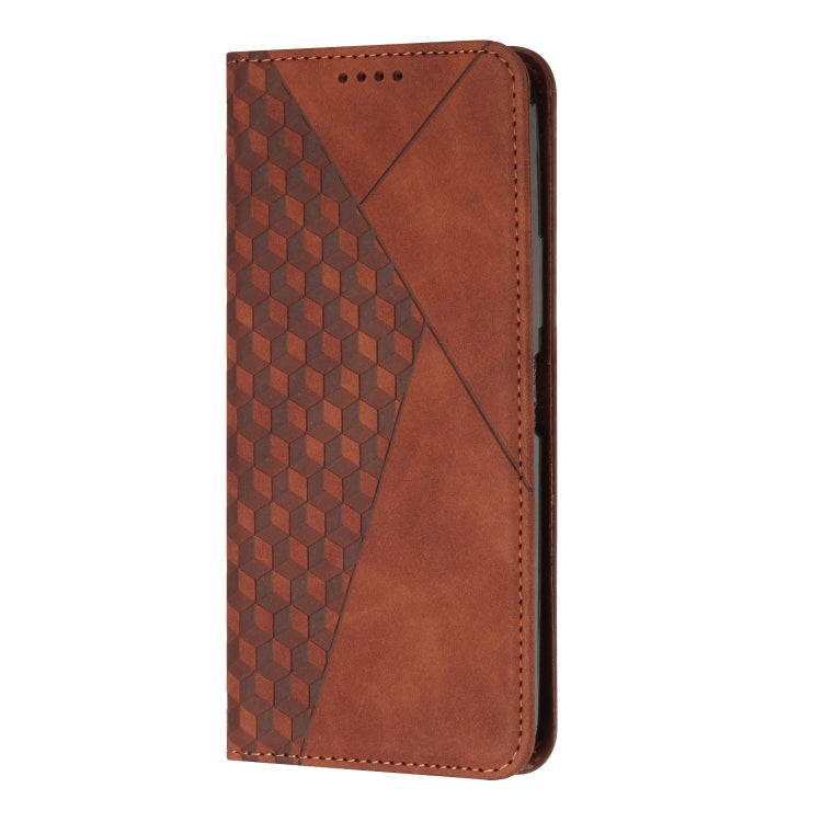 For Xiaomi Redmi Note 12 Pro+ Global / Note 12 Explorer Diamond Pattern Skin Feel Magnetic Leather Phone Case(Brown)