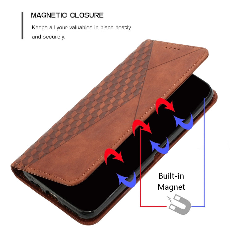 For Xiaomi Redmi Note 12 Pro+ Global / Note 12 Explorer Diamond Pattern Skin Feel Magnetic Leather Phone Case(Brown)
