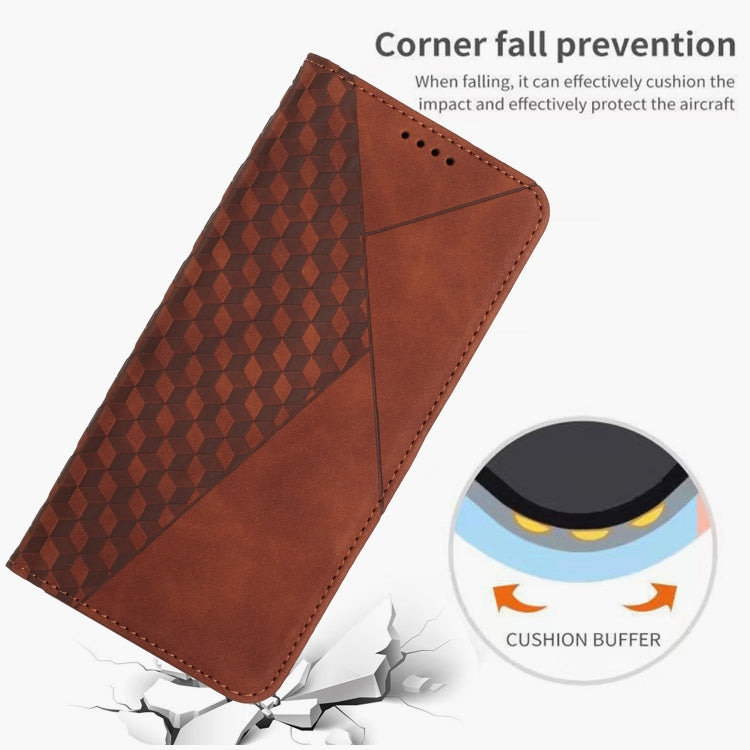 For Xiaomi Redmi Note 12 Pro+ Global / Note 12 Explorer Diamond Pattern Skin Feel Magnetic Leather Phone Case(Brown)