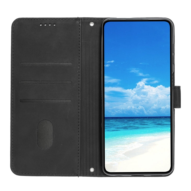 For Xiaomi Redmi Note 12 Global / Poco X5 5G Skin Feel Heart Pattern Leather Phone Case with Lanyard(Black)