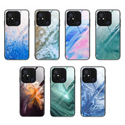 For Xiaomi Redmi 12C Marble Pattern Glass Phone Case(Water Waves)