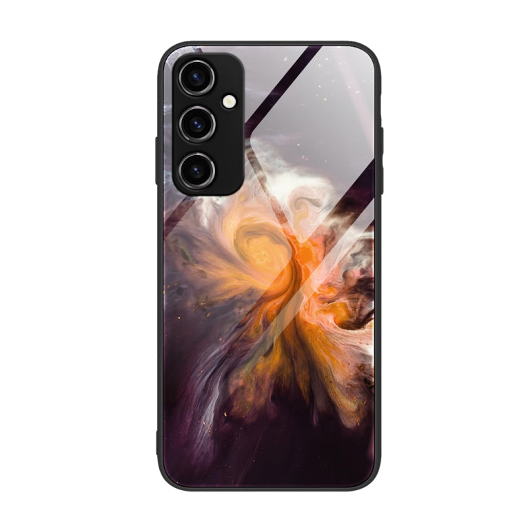 For Samsung Galaxy A14 5G Marble Pattern Glass Phone Case(Typhoon)