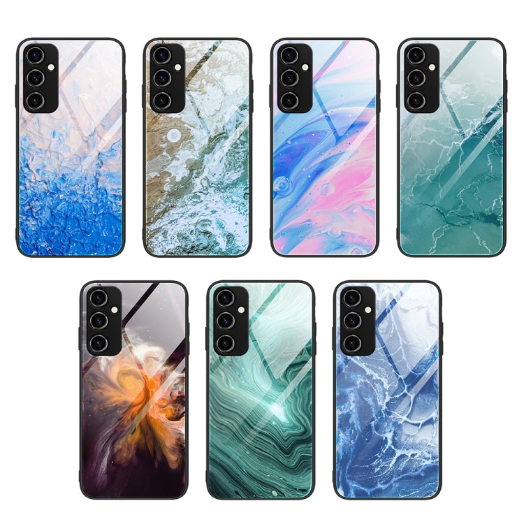 For Samsung Galaxy A14 5G Marble Pattern Glass Phone Case(Typhoon)