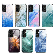 For Samsung Galaxy A34 5G Marble Pattern Glass Phone Case(Green Ocean)