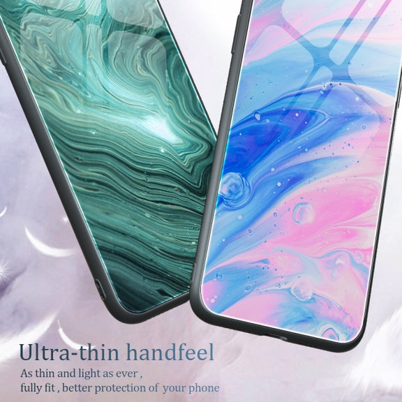 For Samsung Galaxy A34 5G Marble Pattern Glass Phone Case(Green Ocean)