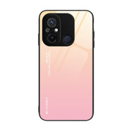 For Xiaomi Redmi 12C Gradient Color Glass Phone Case(Yellow Pink)