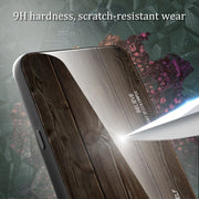 For Xiaomi Redmi 12C Wood Grain Glass Phone Case(Coffee)