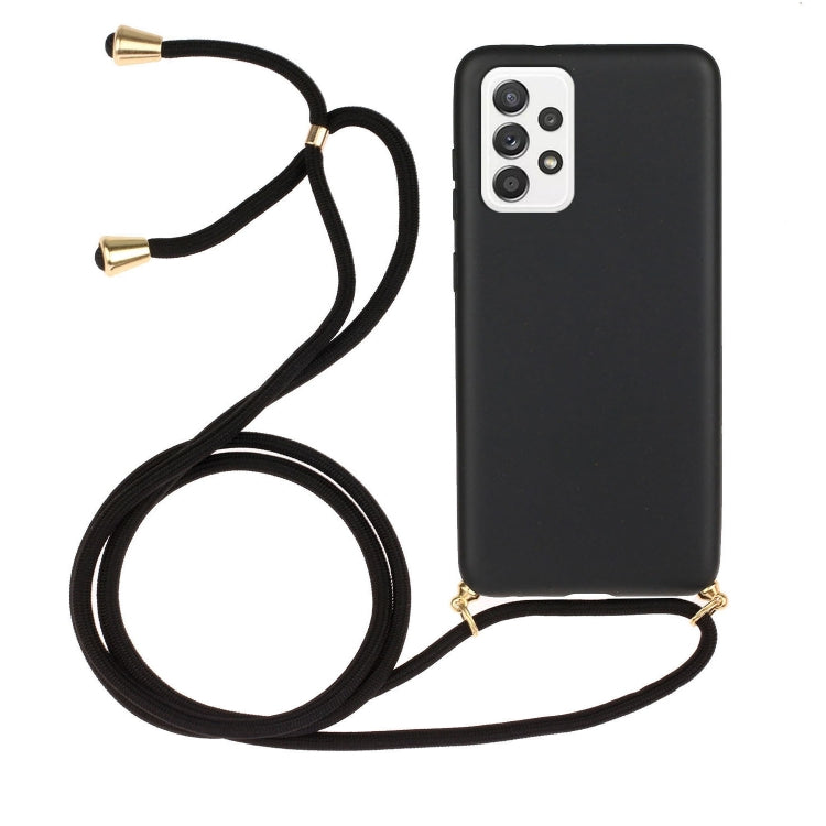 For Samsung Galaxy A23 Wheat Straw Material + TPU Phone Case with Lanyard(Black)