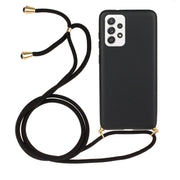 For Samsung Galaxy A23 Wheat Straw Material + TPU Phone Case with Lanyard(Black)