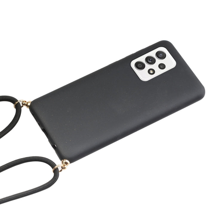 For Samsung Galaxy A23 Wheat Straw Material + TPU Phone Case with Lanyard(Black)