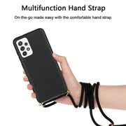 For Samsung Galaxy A23 Wheat Straw Material + TPU Phone Case with Lanyard(Black)