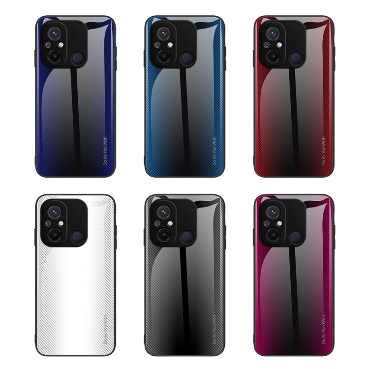 For Xiaomi Redmi 12C Texture Gradient Glass TPU Phone Case(Red)