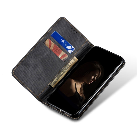 For Xiaomi Poco X5 Pro 5G / Redmi Note 12 Pro Speed Denim Texture Leather Phone Case(Brown)