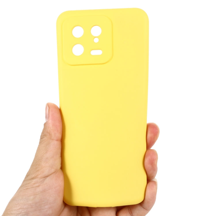 For Xiaomi 13 Pure Color Liquid Silicone Shockproof Phone Case(Yellow)