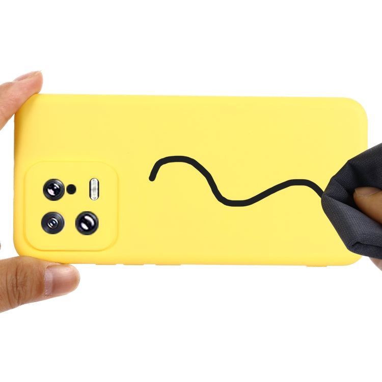 For Xiaomi 13 Pure Color Liquid Silicone Shockproof Phone Case(Yellow)