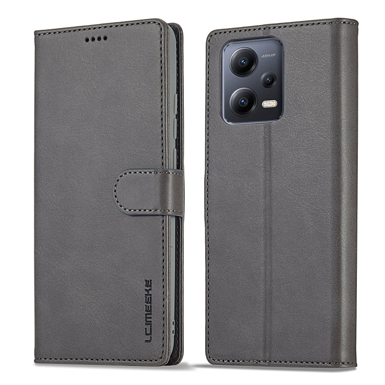 For Xiaomi Redmi Note 12 Pro+ LC.IMEEKE Calf Texture Horizontal Flip Leather Case(Grey)