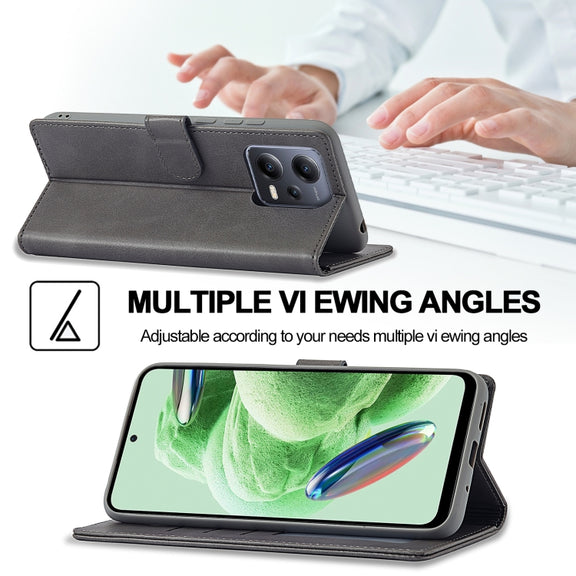 For Xiaomi Redmi Note 12 Pro+ LC.IMEEKE Calf Texture Horizontal Flip Leather Case(Grey)